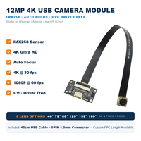 Module de caméra USB IMX258 12MP 4K avec autofocus et mise au point fixe, sans pilote UVC, FPC pour inspection industrielle, endoscopie et robotique