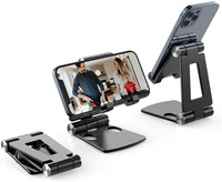 Support de téléphone portable pliable double en alliage d'aluminium personnalisé, mini support de bureau portable pour téléphone portable