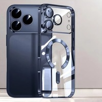 Coque de protection magnétique électroplaquée transparente en plastique souple avec film de protection d'objectif intégré pour iPhone 17 16 15 14 13 12 Pro Max