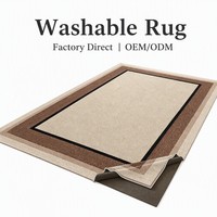 Tapis d'intérieur beige et noir à bordures, style nordique, personnalisable, amovible, lavable en machine, antidérapant, résistant à l'usure, tapis détachable pour la maison, OEM