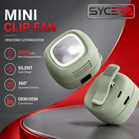 Mini ventilateur à pince rechargeable, autonomie de la batterie de 2000 mAh, fonctionnement silencieux, affichage numérique, lumière ambiante RVB, ventilation réglable pour les voyages