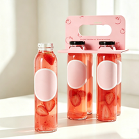 Bouteilles en verre flint pour jus, boissons et café, cylindriques, 250ml, 300ml, 350ml, 500ml, avec bouchon à vis et impression sérigraphique, pour la vente en gros