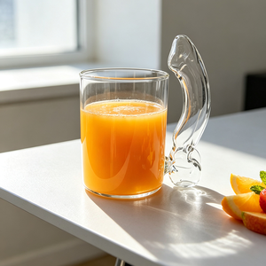Gobelet en verre transparent personnalisé avec poignée artistique, vaisselle décorative créative, tasse pour la maison, la salle à manger, le bar, la fête - Product Image 4
