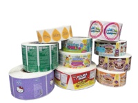 Autocollant adhésif en PET imperméable de forme personnalisée pour l'emballage alimentaire et de boissons, l'expédition, impression couleur de marque, commandes personnalisées