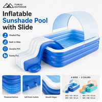 Piscina Inflable YUNJU con Toldo y Tobogán, Piscina Familiar de PVC, Parque Acuático al Aire Libre, OEM
