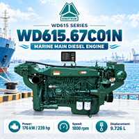 Moteur diesel marin principal SINOTRUK WD615.67C01N 176 kW 239 CV 1800 tr/min pour bateaux de pêche, de transport de marchandises et de transport en général