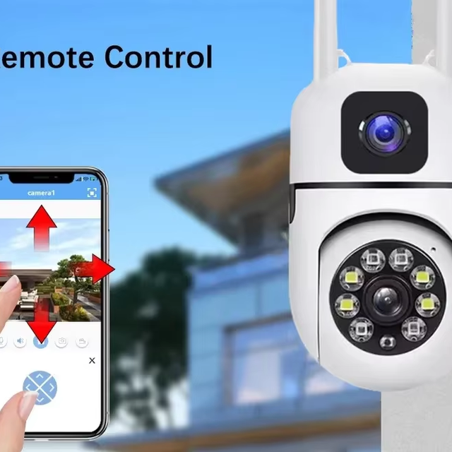 Dual-Lens WiFi Security Camera 1080P HD, Dual View, AI Human Detection, Color Night Vision, Two-Way Audio, Remote Control