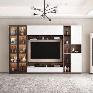 Meubles TV modernes personnalisés avec cheminées et sources lumineuses, panneaux en <span class=keywords><strong>bois</strong></span> <span class=keywords><strong>pour</strong></span> salon, chambre <span class=keywords><strong>à</strong></span> coucher, appartement - Product Image 1