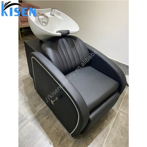 Fauteuil de lavage Kisen en cuir PU de luxe moderne avec cuvette en céramique pour salons de coiffure, hôtels et salles de bain - Product Image 2