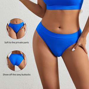 Culottes string taille haute confortables et sportives pour femmes, respirantes, absorbantes, avec logo à la taille, unies et transparentes - Product Image 3