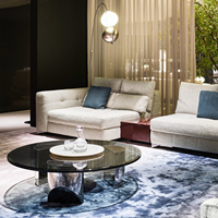 Ensemble de tables basses et d'appoint modernes en verre gris et acier inoxydable, style minimaliste italien, meubles de luxe pour salon, table basse