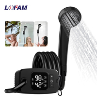 Douche de camping électrique portable avec affichage numérique, pompe de douche étanche rechargeable USB 8000 mAh pour la maison, les voyages et le nettoyage en extérieur