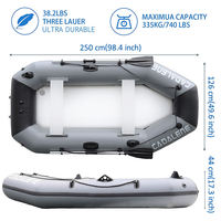 Bateau à rames pliable avec logo personnalisé taille 250*126*44 cm pour 2 personnes, canoë de pêche pneumatique, kayak gonflable portable