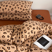 Housse de couette moderne en tricot imprimé léopard, taille Queen, en coton à fibres longues, écologique, 100 fils/cm², avec fermeture éclair et attaches