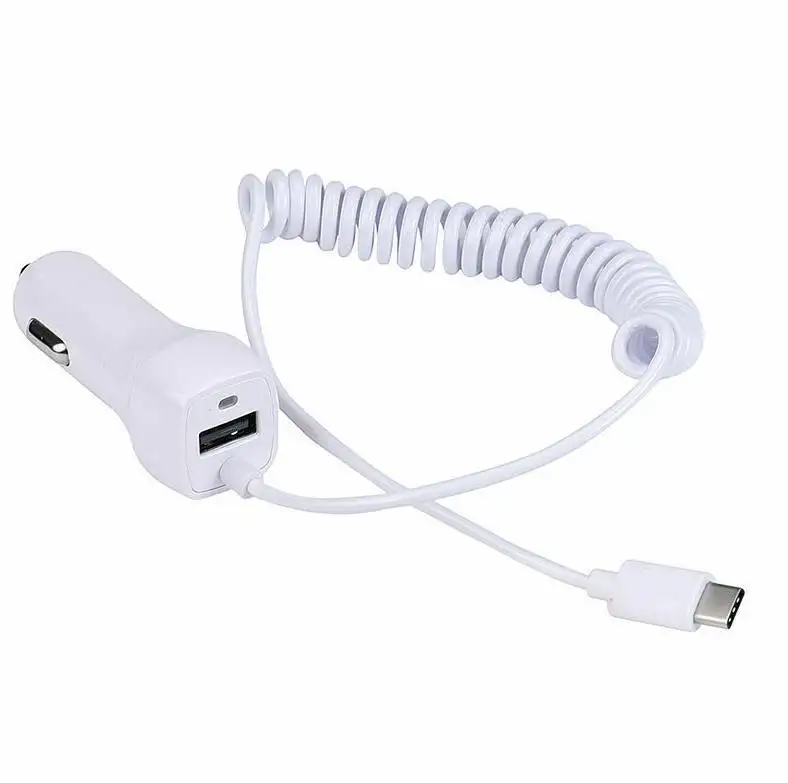 Cabletolink factory 1m/3.3ft white color USB C Car Charger for Samsung Galaxy S10 S9 LG OnePlus with extra USB slot