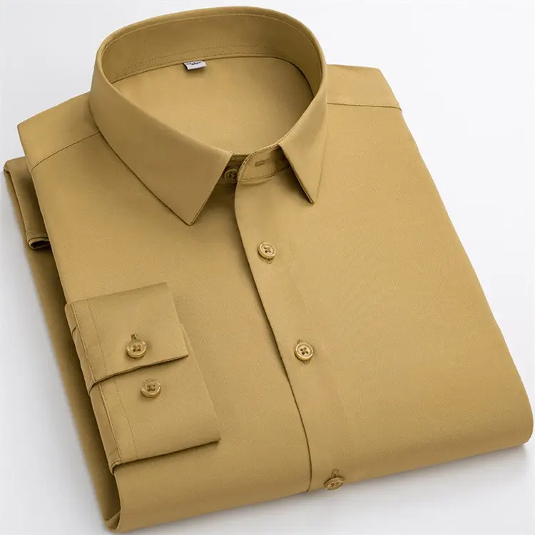 Chemises à manches longues personnalisées pour hommes, chemises décontractées pour hommes, chemises habillées formelles d'affaires unies et unies