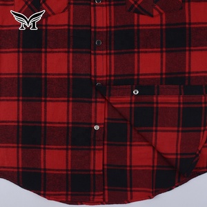 Buena Venta Oem Popular Otoño Manga Completa Rojo Negro Check Flannel Causal Shirt - Product Image 5