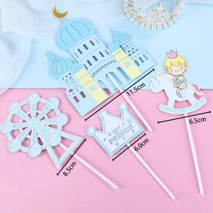 Décoration de gâteau personnalisée <span class=keywords><strong>Petit</strong></span> <span class=keywords><strong>Prince</strong></span> costume château moulin à vent couronne jaune inserts dessin animé mignon équitation habiller - Product Image 3