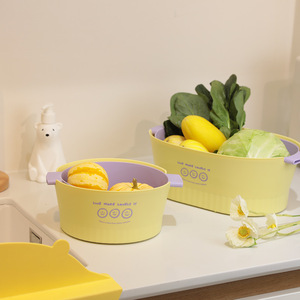Nouveau panier égouttoir minimaliste à double couche, simple et élégant, rangement de cuisine multifonctionnel, pour égoutter les fruits et les légumes - Product Image 2