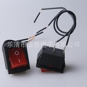 Interrupteur à bascule KCD4 carré à 2 broches avec câble de 20 cm, voyant lumineux rouge, coque en plastique IP21 - Product Image 3