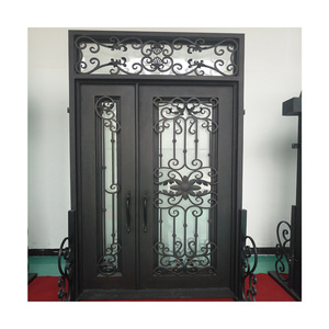 Entrée extérieure <span class=keywords><strong>Porte</strong></span> en métal en fer forgé noir double <span class=keywords><strong>Porte</strong></span> de sécurité - Product Image 5