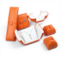 Boîte à bijoux dôme double porte en cuir PU orange vif avec logo personnalisé A1 – Fournisseur en gros premium