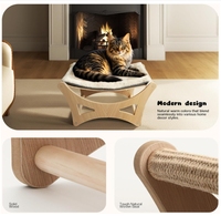 Lit hamac multifonctionnel en bois pour chat avec tapis à gratter en sisal naturel Lit rectangulaire surélevé pour chat d'intérieur