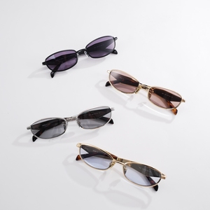 Vintage Y2K Style Small Oval <b>Sunglasses</b> Women Men Thin Metal Frame Trendy Streetwear Sun Glasses Wholesale Custom Logo - Product Image 2