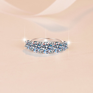Bague de luxe ZHIMEI en moissanite taille princesse pour femme, en argent sterling S925, avec 5 pierres, pour fiançailles, mariage, alliance éternité, anniversaire - Product Image 3