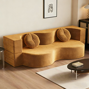 Divano Angolare Espandibile di Lusso per Soggiorno con Schienale in Spugna ad Alta Resilienza a Forma d'Onda, Set di Mobili Direttamente dalla Fabbrica - Product Image 2