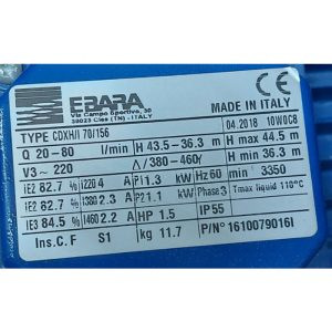 Bomba Ebara CdXh 70 156 con Motor Eléctrico Monofásico, Conexión por Brida de 1 Pulgada, para Uso en Máquinas Herramienta - Product Image 5