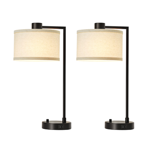 Lampe de table décorative moderne en tissu écologique avec interrupteur à bouton, lumière LED à intensité variable, veilleuse pour chambre à coucher, certifiée ETL - Product Image 4