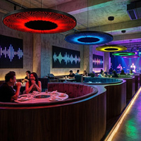 Luminaire suspendu LED rond en acrylique à changement de couleur RVB, contrôlé par une application intelligente, pour la décoration de boîte de nuit, bar, lustre