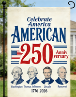 Drapeau de jardin rectangulaire double face en polyester, 2026, 250e anniversaire des États-Unis, America250, personnalisé, durable, sur commande