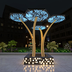 Solar Art Tree Led <b>Light</b> Solar Powered Outdoor Garden Decoration Free Standing Installation For Park Square <b>Landscape</b> Design - Product Image 1