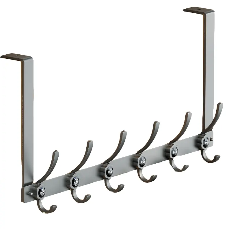 Wholesale New Innovations Wall Mounted Coat Rack Metal Coat Hook Rail Cloth Stainless Steel Rack Grey Rack