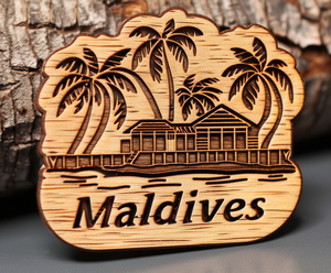 Biểu Tượng Tùy Chỉnh Maldives Sea View Phòng Cây Dừa Khắc Bằng Gỗ Lưu Niệm Tủ Lạnh Từ Ảnh Gỗ Tủ Lạnh Nam Châm - Product Image 3