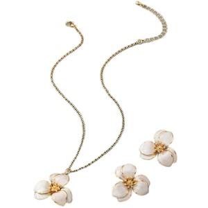 European and American cross-border Korean-style minimalist niche design oil-<b>drop</b> flower <b>earring</b> and necklace set, femme - Product Image 5
