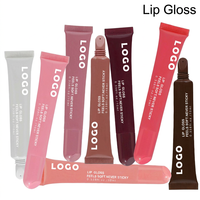 Gloss à lèvres liquide polypeptidique sans logo personnalisé, enrichi en minéraux, multivitamines et huile de jojoba, formule hydratante et non collante, tube de 10 ml