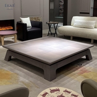 EKAR Vera Grande table basse en bois massif Pièce maîtresse de salon minimaliste vintage et rustique pour la salle à manger, les meubles de maison