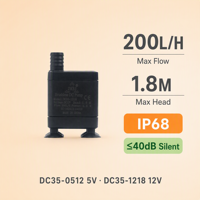 Mini Bomba de Agua Sumergible Silenciosa de CC sin Escobillas 12V 200L/H IP68 para Acuario, Fuente, Sistema Solar OEM ODM