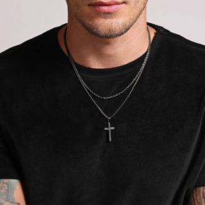 Collier pendentif croix minimaliste en acier inoxydable original, étanche et anti-ternissement, plaqué or 14k 18k pour femmes et hommes - Product Image 3