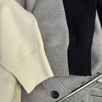 Pull tricoté décontracté et chaud pour homme, 100 % coton, beige pierre, avec patch brodé, style hiver