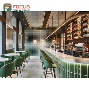 Freestanding Coffee Display Cabinet Illuminated Bean <b>Shelf</b> <b>Walnut</b> Base Cafe Cabinet - Product Image 2