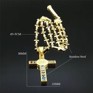 Jesús <span class=keywords><strong>Cruz</strong></span> Benedicto Medalla Colgante Collar Mujeres/Hombres Acero Inoxidable Color Oro Cadena Joyería collar <span class=keywords><strong>Cruz</strong></span> de <span class=keywords><strong>San</strong></span> <span class=keywords><strong>Benito</strong></span> (NL280) - Product Image 6