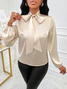 Camisa de Satén para Mujer 2026 con Lazo y Mangas Largas, Blusa de Chifón con Lazo, Elegante Camisa de Oficina para Dama - Product Image 2