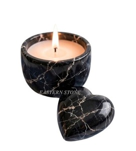 Portavelas de Piedra Ónix Hecho a Mano, Diseño de Mármol Negro Pulido, Decoración para el Hogar, Escultura de Estilo Antiguo - Product Image 3