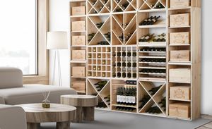 Estante de madera para vino de diseño moderno de alta calidad, portabotellas enfriador de madera para almacenamiento de vino para fiestas - Product Image 3