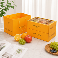 Boîte d'emballage de fruits portable personnalisée avec couvercle transparent et revêtement de séparation, boîte cadeau en papier ondulé pour fruits frais