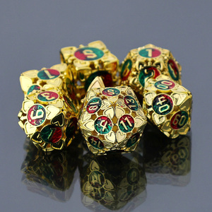 Jeu de dés en métal doré coloré personnalisé pour D&D RPG, dés polyédriques pour jeux de société, Dungeons and Dragons avec numéros violets - Product Image 2